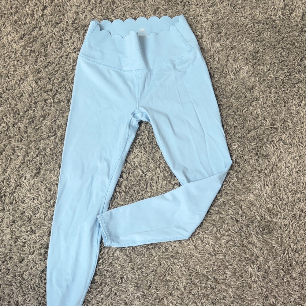 Joy Lab Women’s Light Blue Scallop Waist Leggings, Beautiful Blue, Med